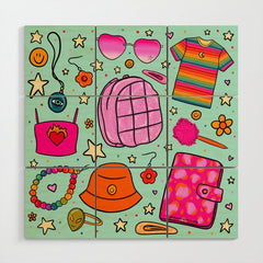 90's Things Print Wood Wall Art