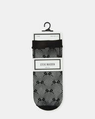 2 PACK BOW FISHNET ANKLET SOCKS BLACK