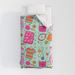 90's Things Print Duvet Cover