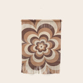 70s Retro Flower Power in Coffee Brown Wall Hanging