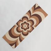 70s Retro Flower Power in Coffee Brown Yoga Mat