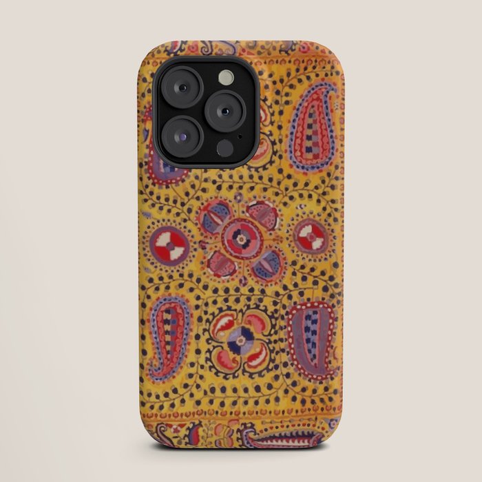 19th Century Uzbekistan Suzani with Gold Background  iPhone Case