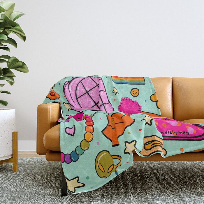 90's Things Print Throw Blanket