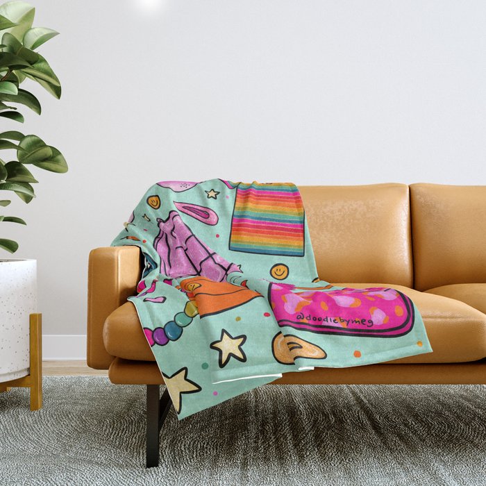 90's Things Print Throw Blanket