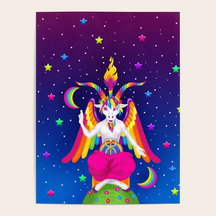 1997 Neon Rainbow Baphomet Poster