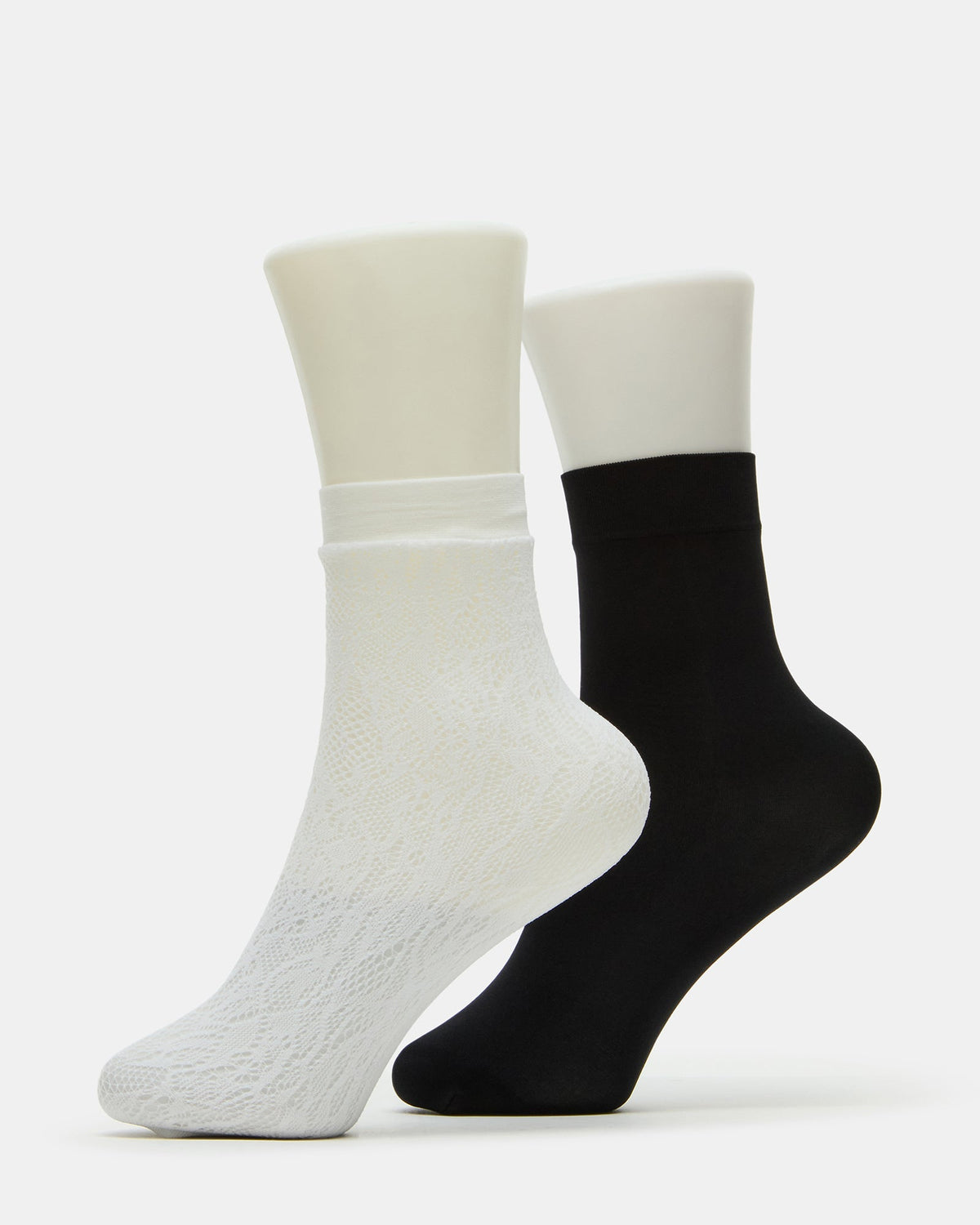 2 PACK LACE ANKLET SOCKS WHITE