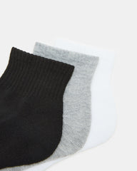 SPORT CUSHION QUARTER SOCKS BLACK/WHITE