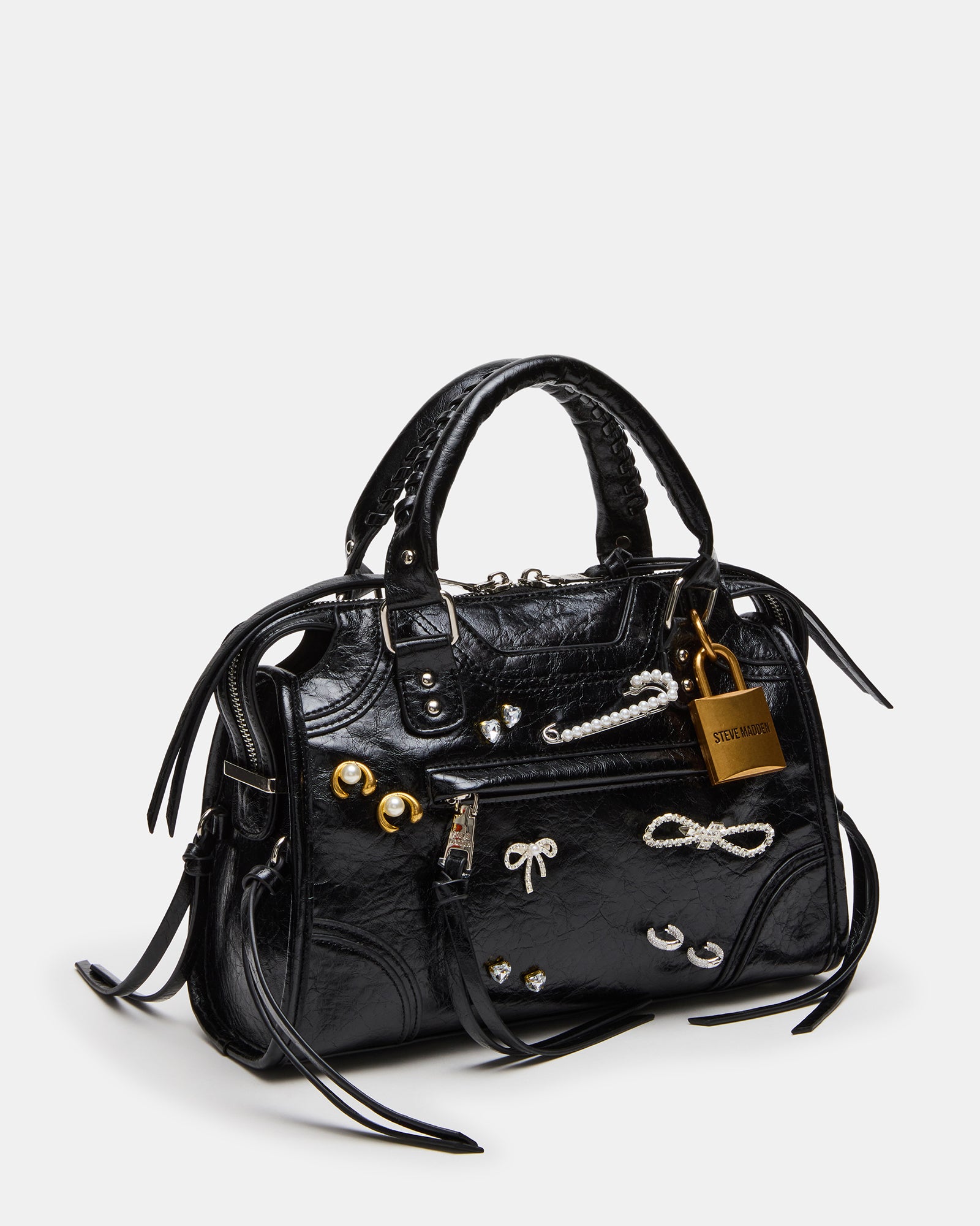RIGGS BAG EMBELLISHED BLACK DISTRESSED