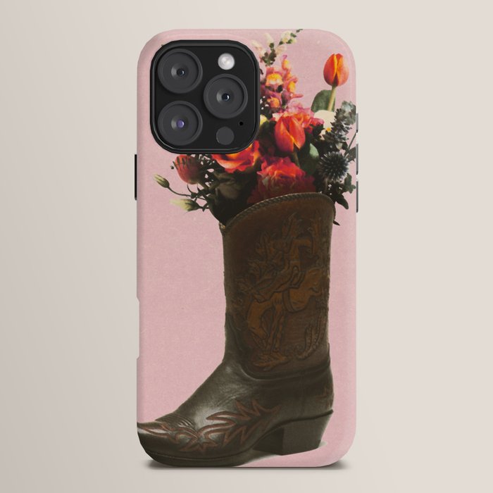 A Cowboy Boot With Spring Bouquet iPhone Case