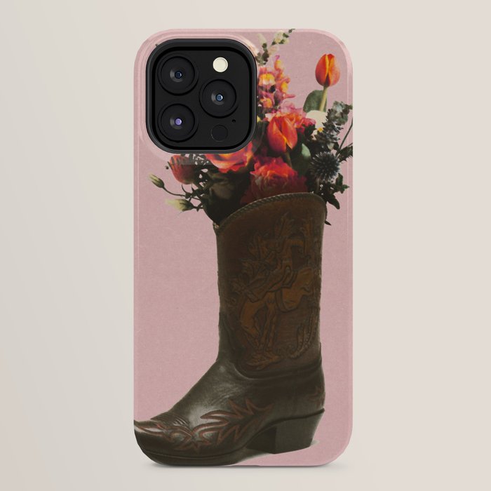 A Cowboy Boot With Spring Bouquet iPhone Case