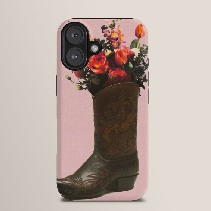 A Cowboy Boot With Spring Bouquet iPhone Case