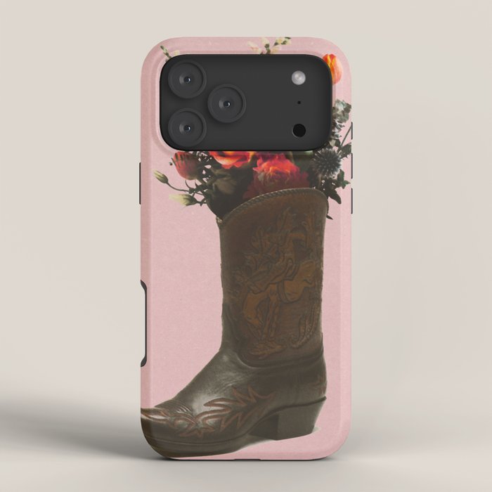 A Cowboy Boot With Spring Bouquet iPhone Case