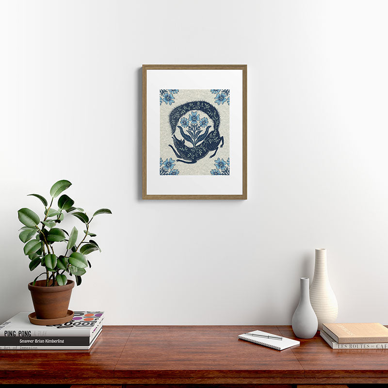 A Fox Chasing Its Tail Framed Art Print