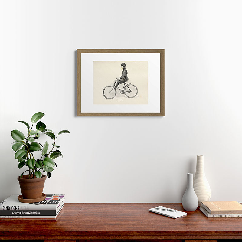 "Coasting" from "Bicycling for Ladies" by Maria E. Ward, 1896 Framed Art Print