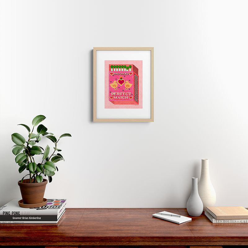 2 Chicks Perfect Match Vintage Matchbox Light Pink Palette Framed Art Print