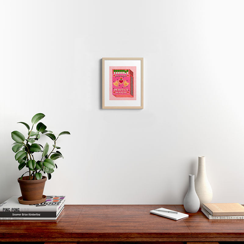 2 Chicks Perfect Match Vintage Matchbox Light Pink Palette Framed Art Print