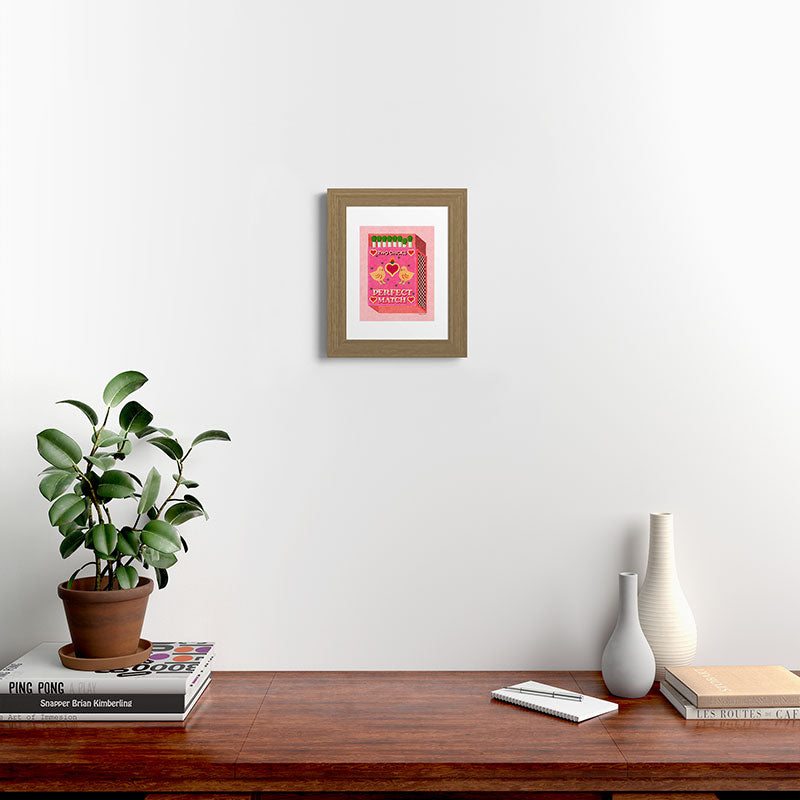 2 Chicks Perfect Match Vintage Matchbox Light Pink Palette Framed Art Print