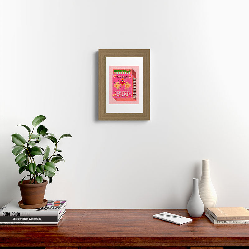 2 Chicks Perfect Match Vintage Matchbox Light Pink Palette Framed Art Print