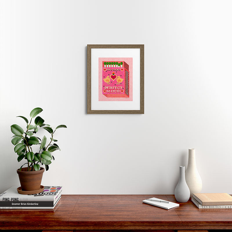 2 Chicks Perfect Match Vintage Matchbox Light Pink Palette Framed Art Print
