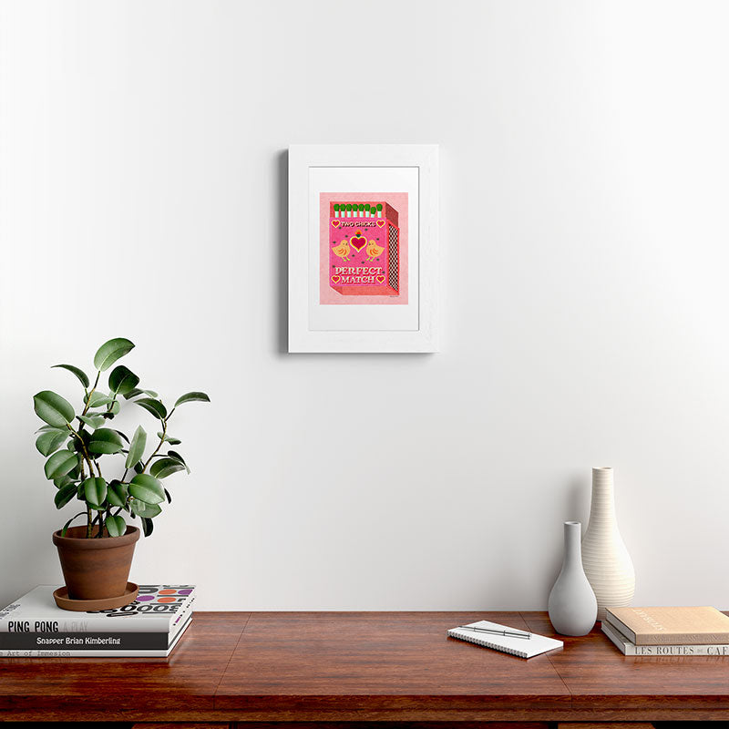 2 Chicks Perfect Match Vintage Matchbox Light Pink Palette Framed Art Print