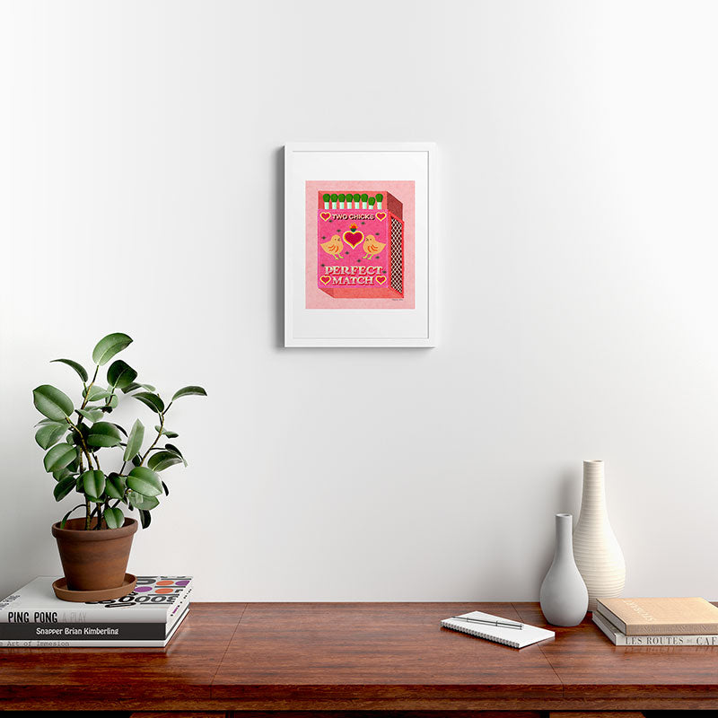 2 Chicks Perfect Match Vintage Matchbox Light Pink Palette Framed Art Print